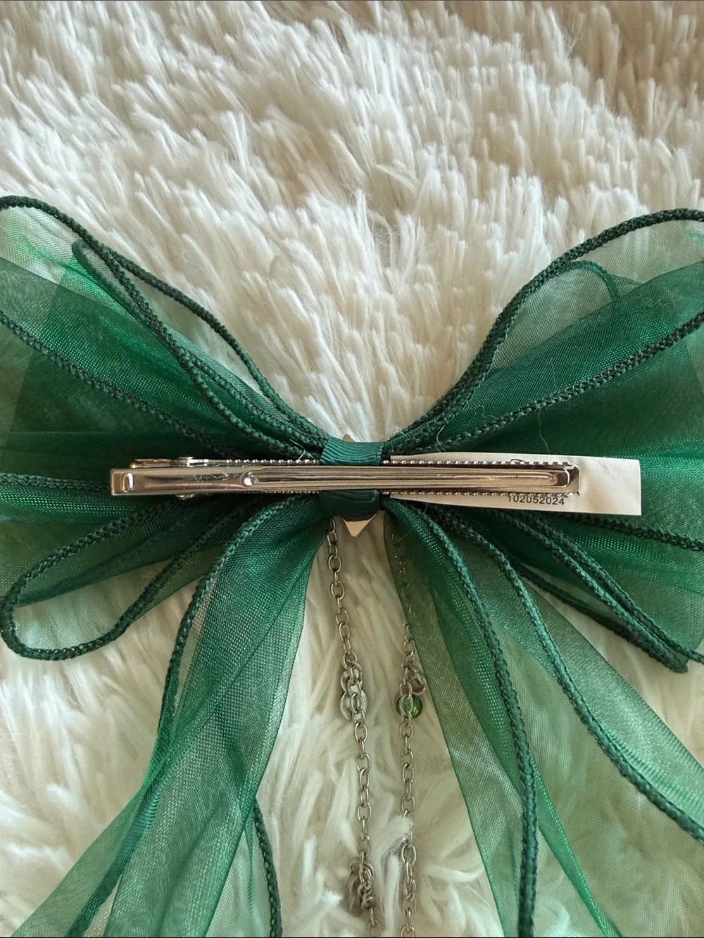 NWT Disney Maleficent Hair Bow Clip with Chain and Charms